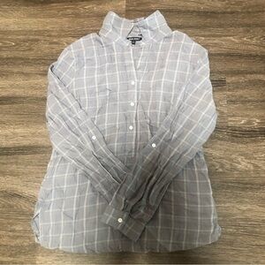 Dear John Light Blue/Gray Plaid Button Down Tunic Shirt - 100% Lyocell - Size S